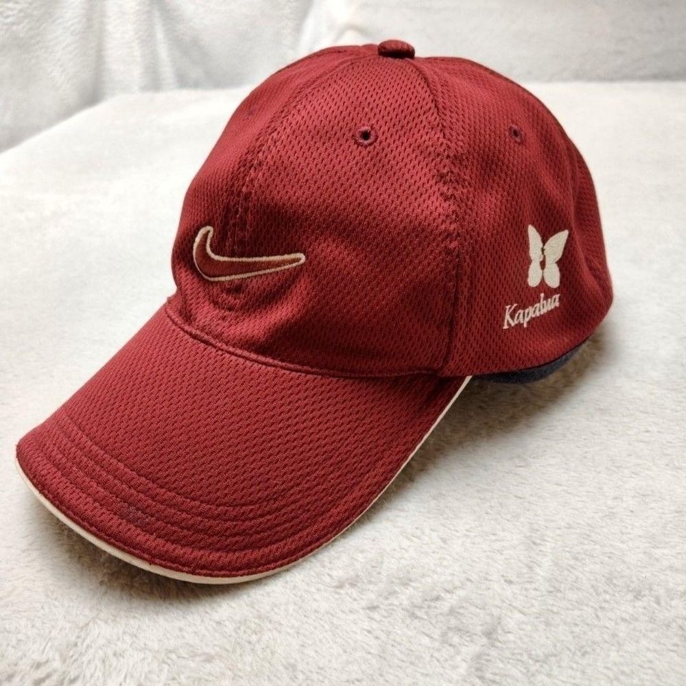 Nike Golf Hat Cap Kapalua Strap Back Mens Red Polyester Mesh Breathable Hawaii